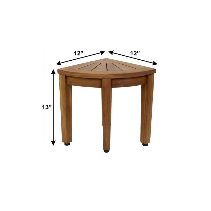 13" X 12" Brown Teak Corner Shower Bench Homeroots Bed & Bath