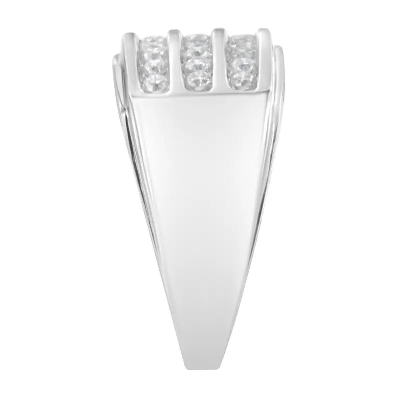 14K White Gold Men's Diamond Channel Set Band Ring (1 cttw, H-I Color, SI2-I1 Clarity) Luxcom