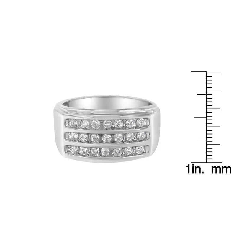14K White Gold Men's Diamond Channel Set Band Ring (1 cttw, H-I Color, SI2-I1 Clarity) Luxcom