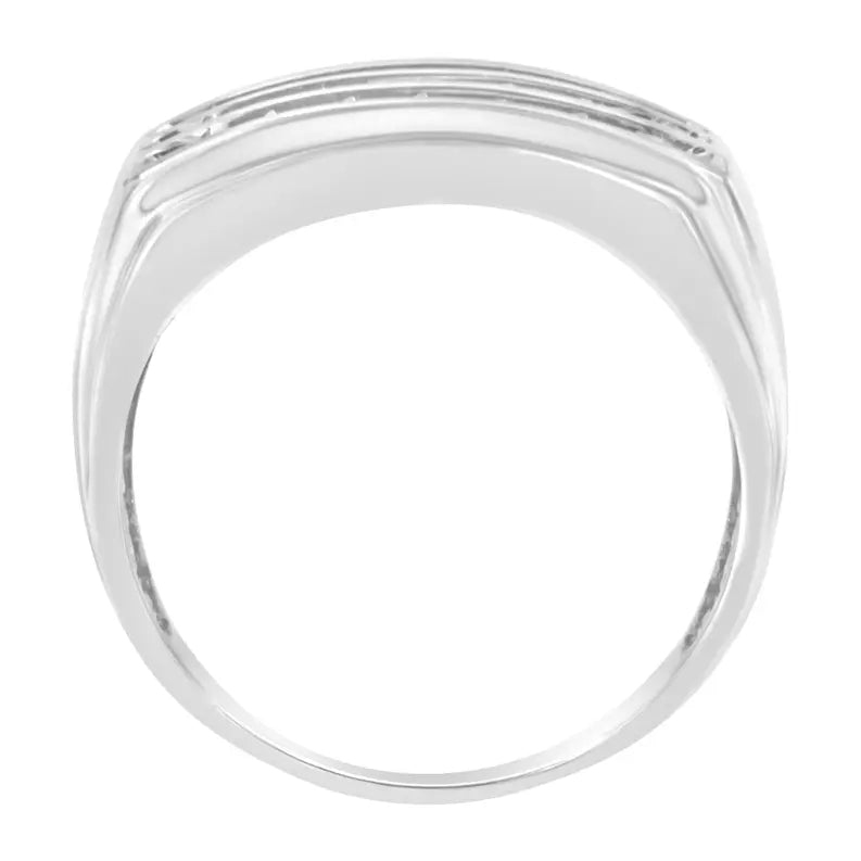 14K White Gold Men's Diamond Channel Set Band Ring (1 cttw, H-I Color, SI2-I1 Clarity) Luxcom