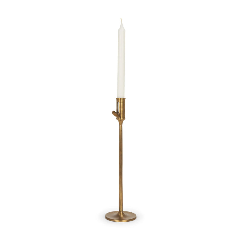 14" Antiqued Brass Metal Tabletop Taper Candlestick Homeroots Home Decor