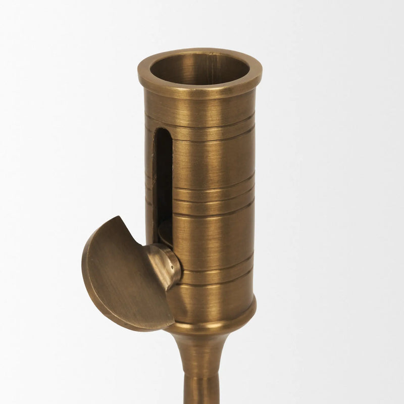 14" Antiqued Brass Metal Tabletop Taper Candlestick Homeroots Home Decor