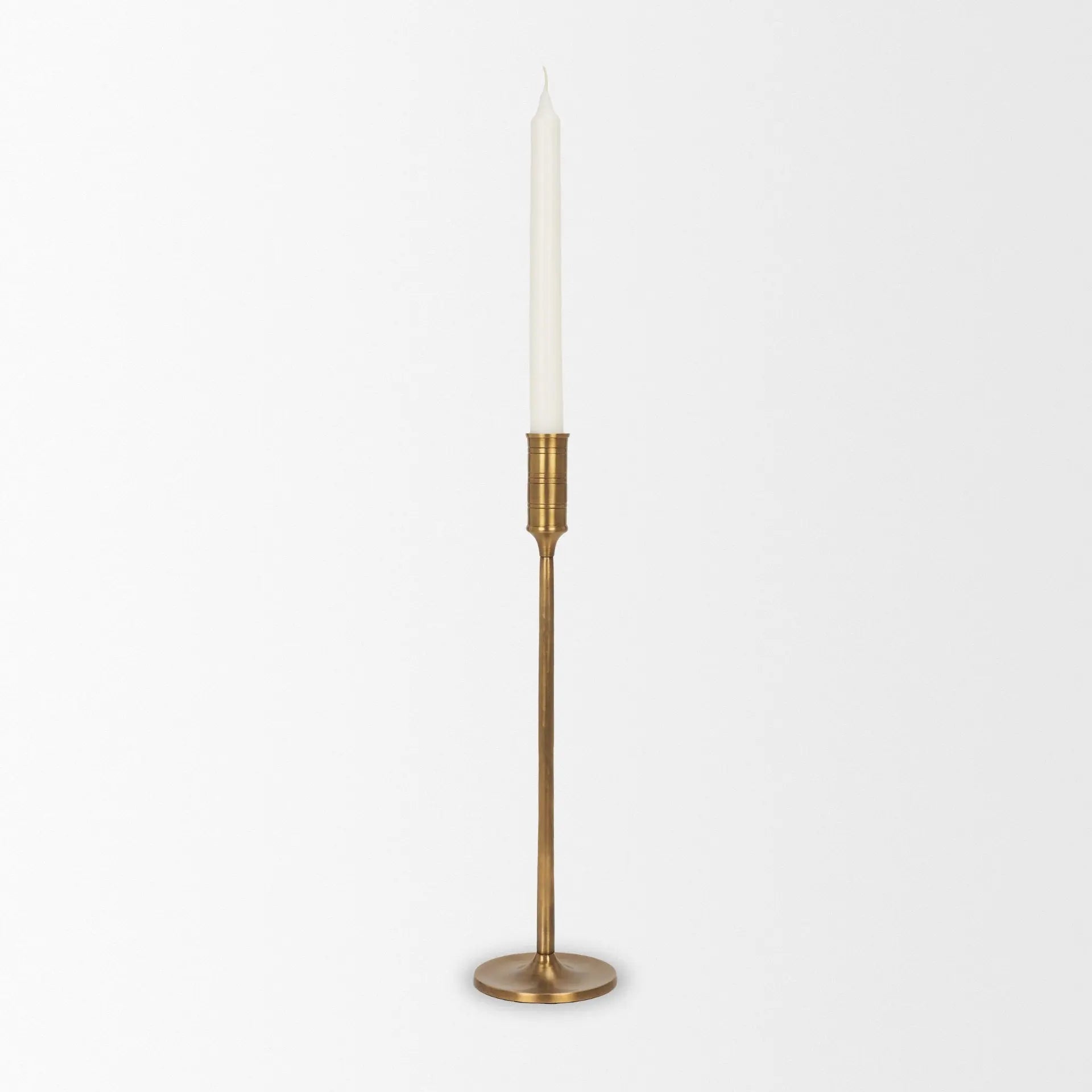 14" Antiqued Brass Metal Tabletop Taper Candlestick Homeroots Home Decor