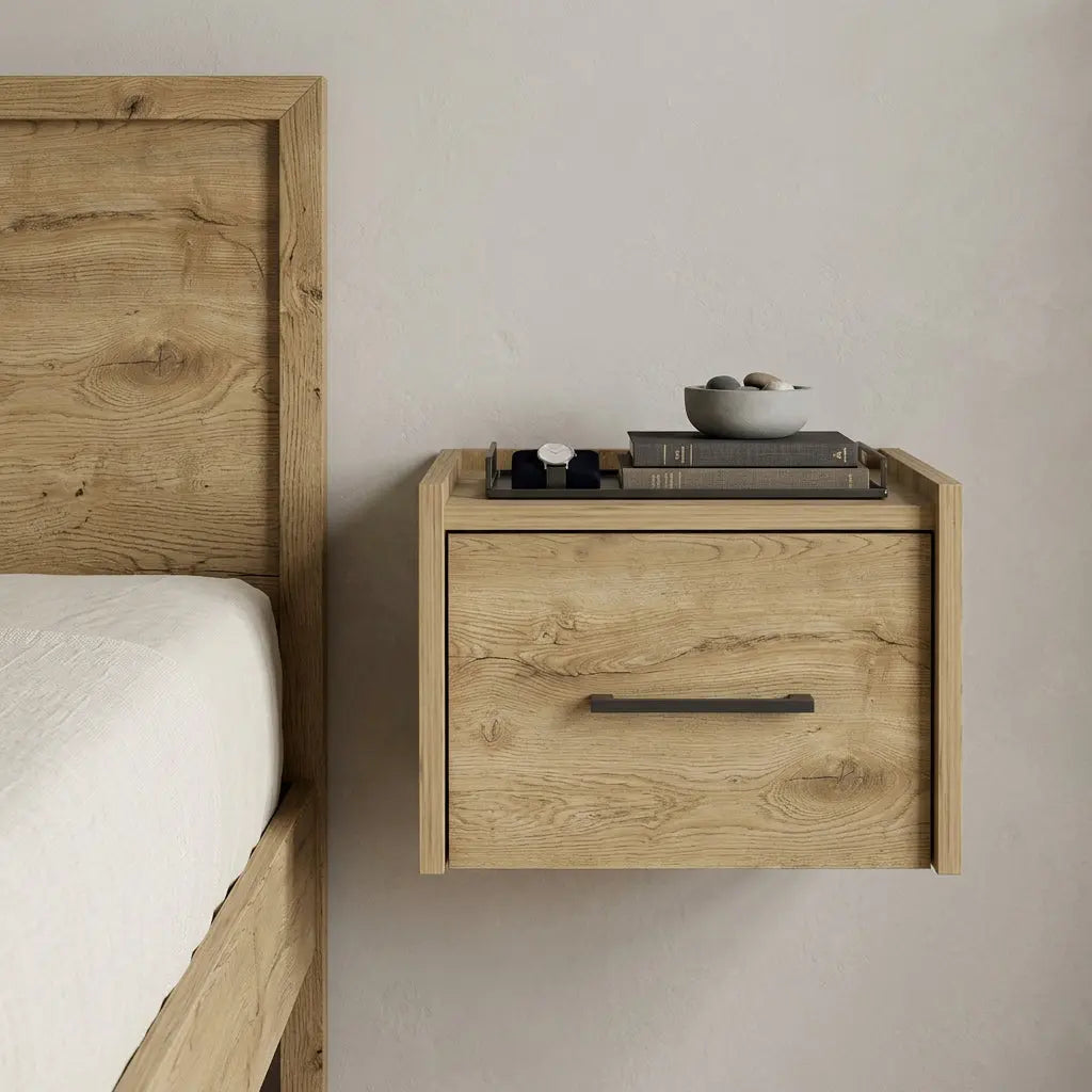 14" Beige Wood Nightstand Homeroots Bed & Bath