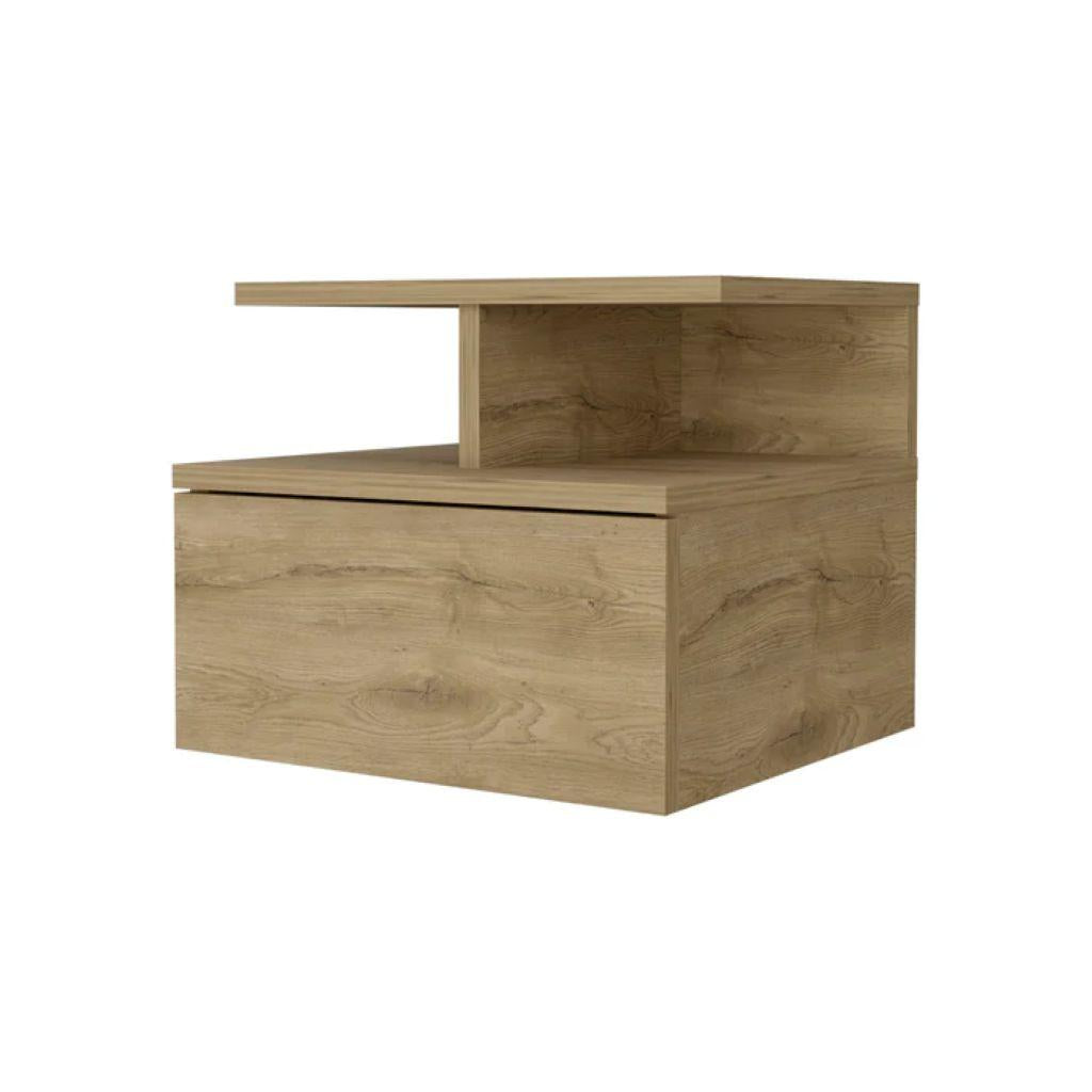 14" Beige Wood One Drawer Floating Nightstand Homeroots Bed & Bath