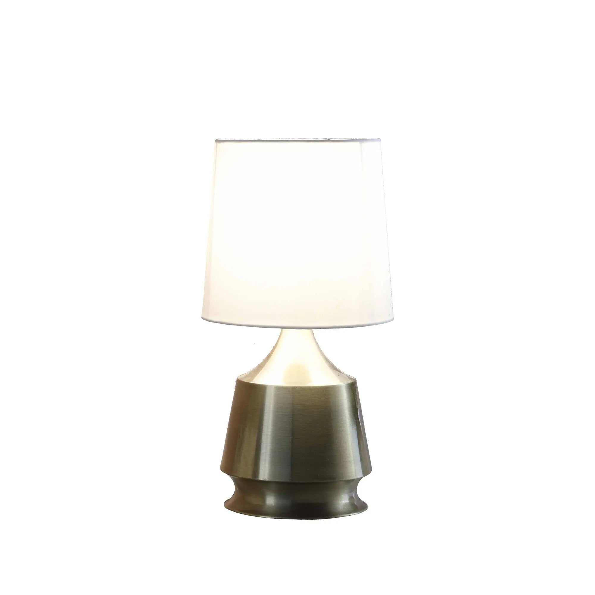 14" Brass Bedside Table Lamp With White Empire Shade Homeroots Lighting