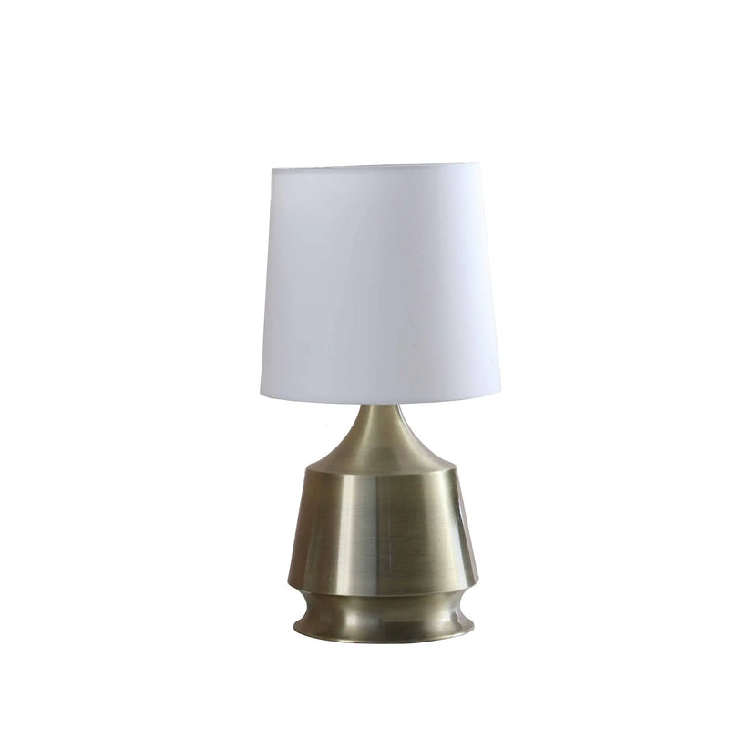 14" Brass Bedside Table Lamp With White Empire Shade Homeroots Lighting