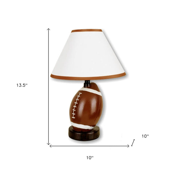 14" Brown Ceramic Novelty Bedside Lamp With Brown And White Empire Shade Homeroots Lighting