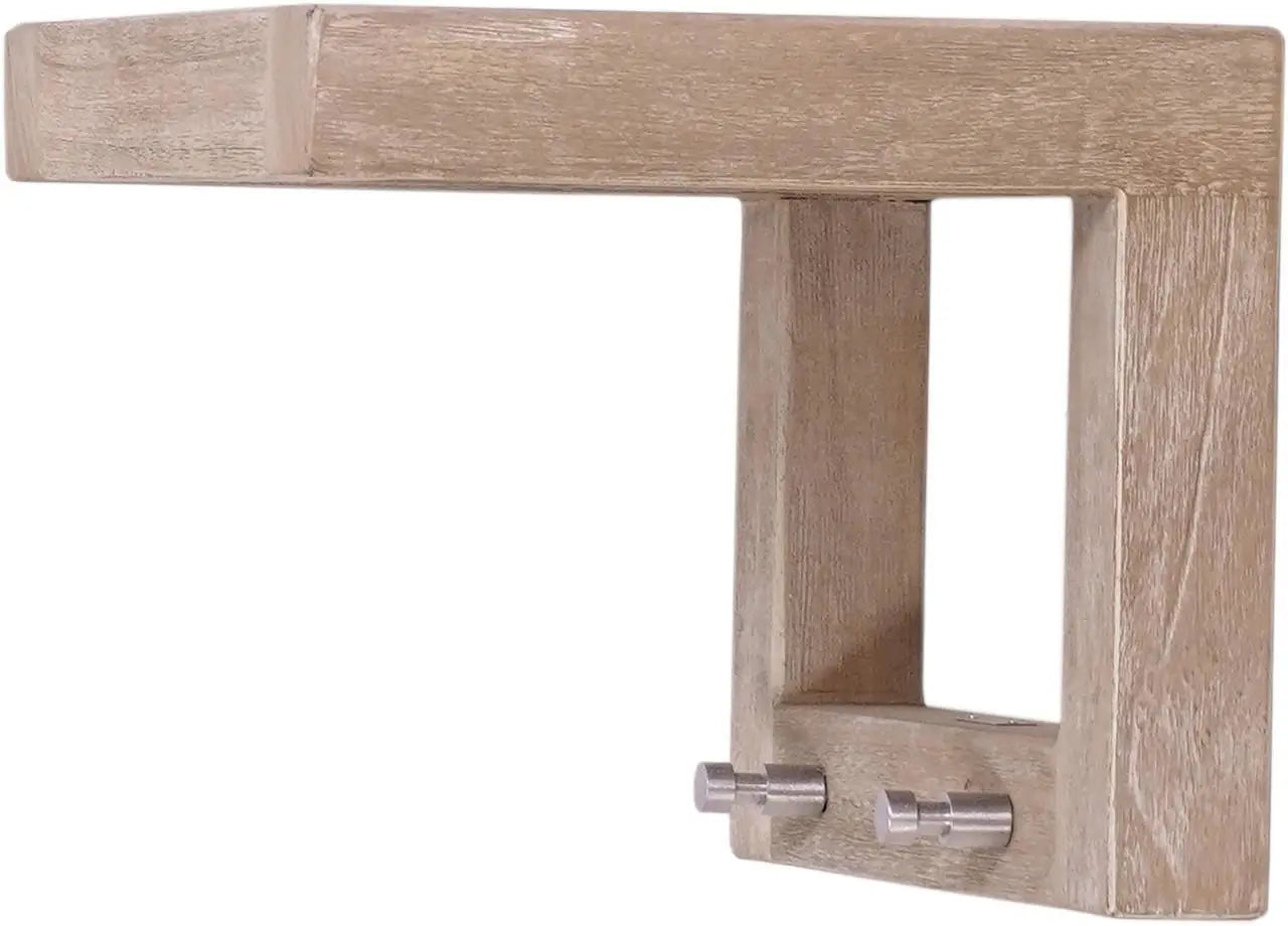 14" Brown Wood Wall Mounted Bathroom Shelves Homeroots Organization