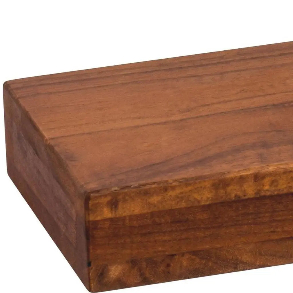 14" Brown Wood Wall Mounted Bathroom Shelves Homeroots Organization