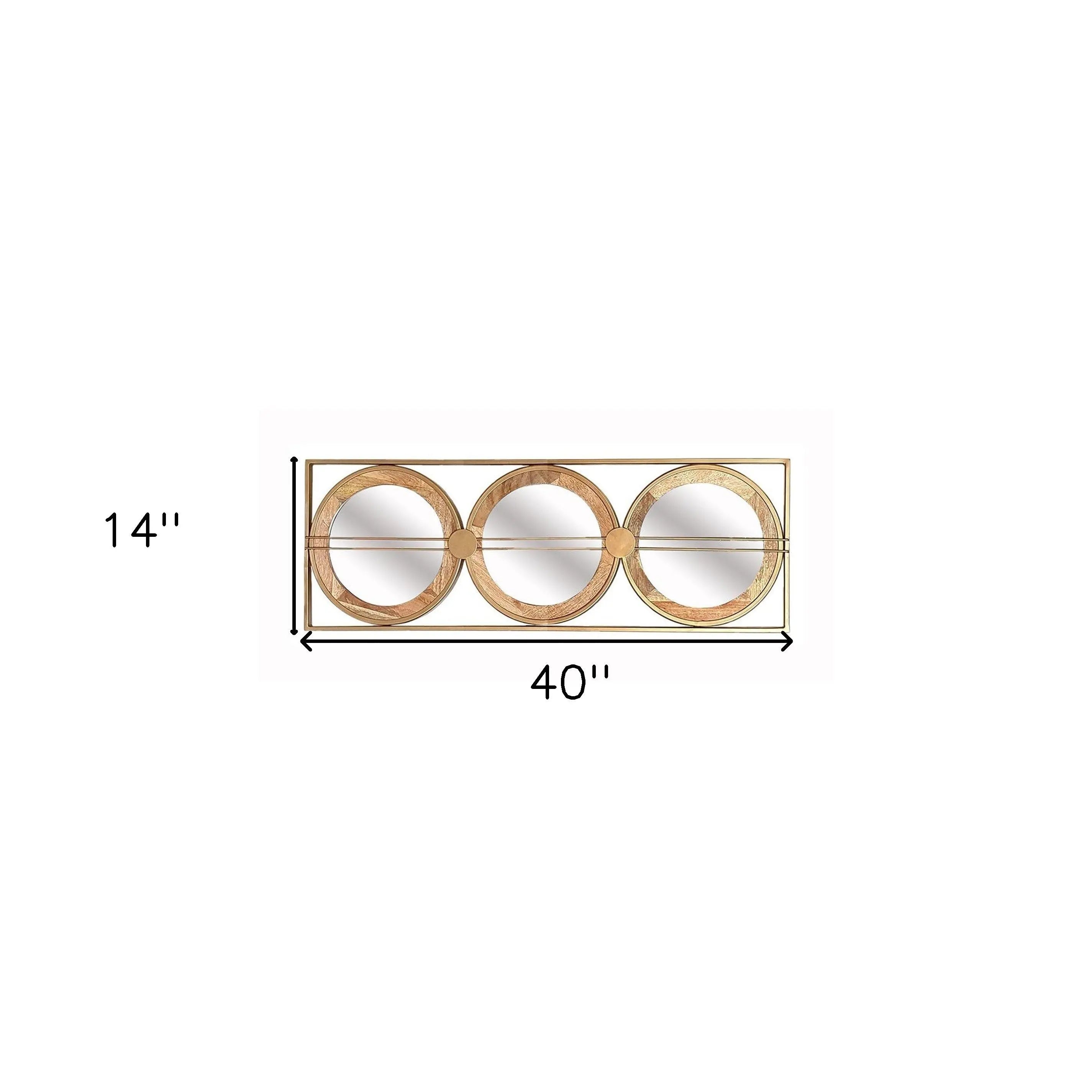 14" Brown and Gold Aluminum and Wood Geometric Framed Accent Mirror Homeroots Bed & Bath