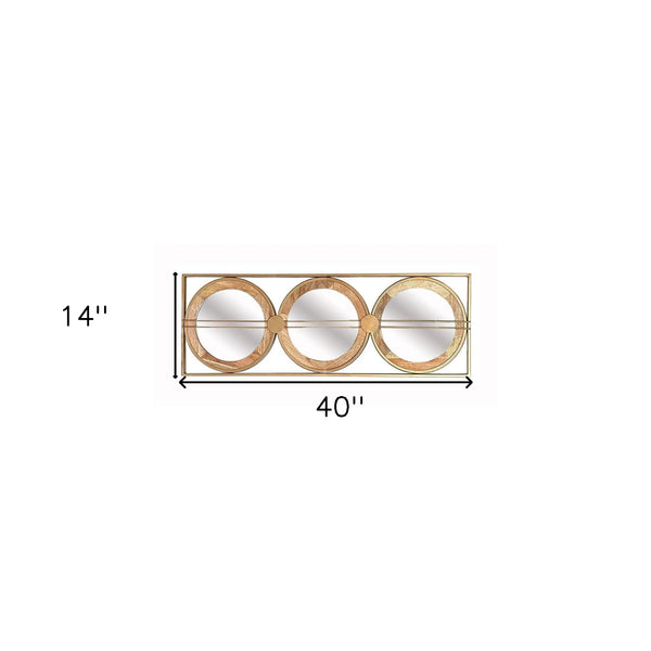 14" Brown and Gold Aluminum and Wood Geometric Framed Accent Mirror Homeroots Bed & Bath