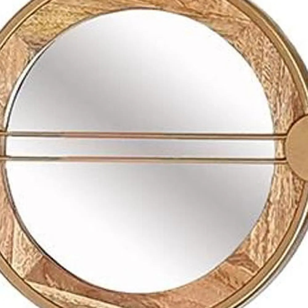 14" Brown and Gold Aluminum and Wood Geometric Framed Accent Mirror Homeroots Bed & Bath