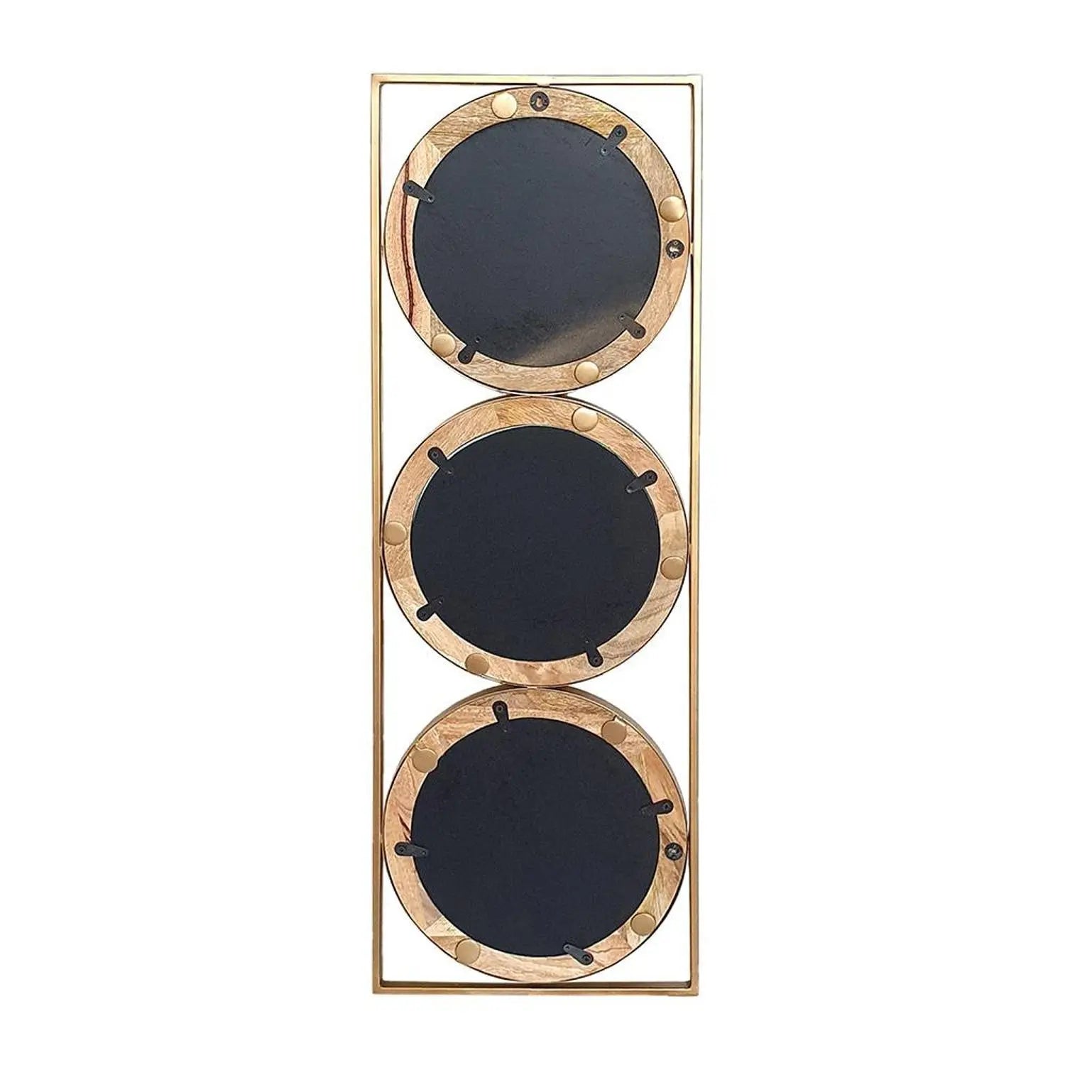 14" Brown and Gold Aluminum and Wood Geometric Framed Accent Mirror Homeroots Bed & Bath