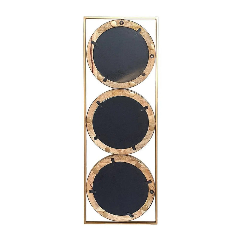 14" Brown and Gold Aluminum and Wood Geometric Framed Accent Mirror Homeroots Bed & Bath