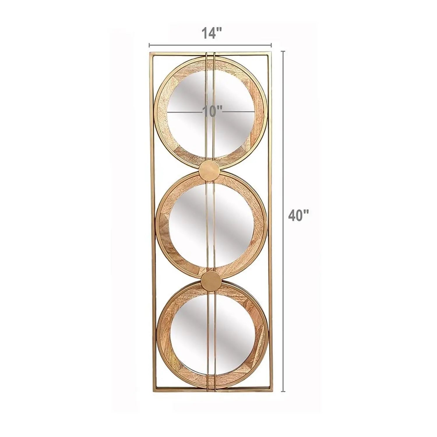 14" Brown and Gold Aluminum and Wood Geometric Framed Accent Mirror Homeroots Bed & Bath
