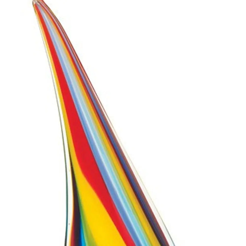 14" Clear Red Blue Yellow Murano Glass Sailboat Tabletop Sculpture Homeroots Home Decor