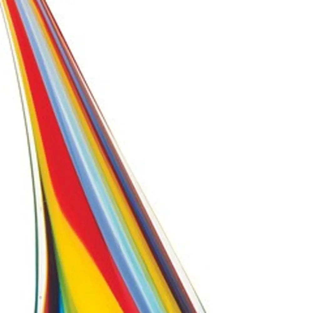 14" Clear Red Blue Yellow Murano Glass Sailboat Tabletop Sculpture Homeroots Home Decor