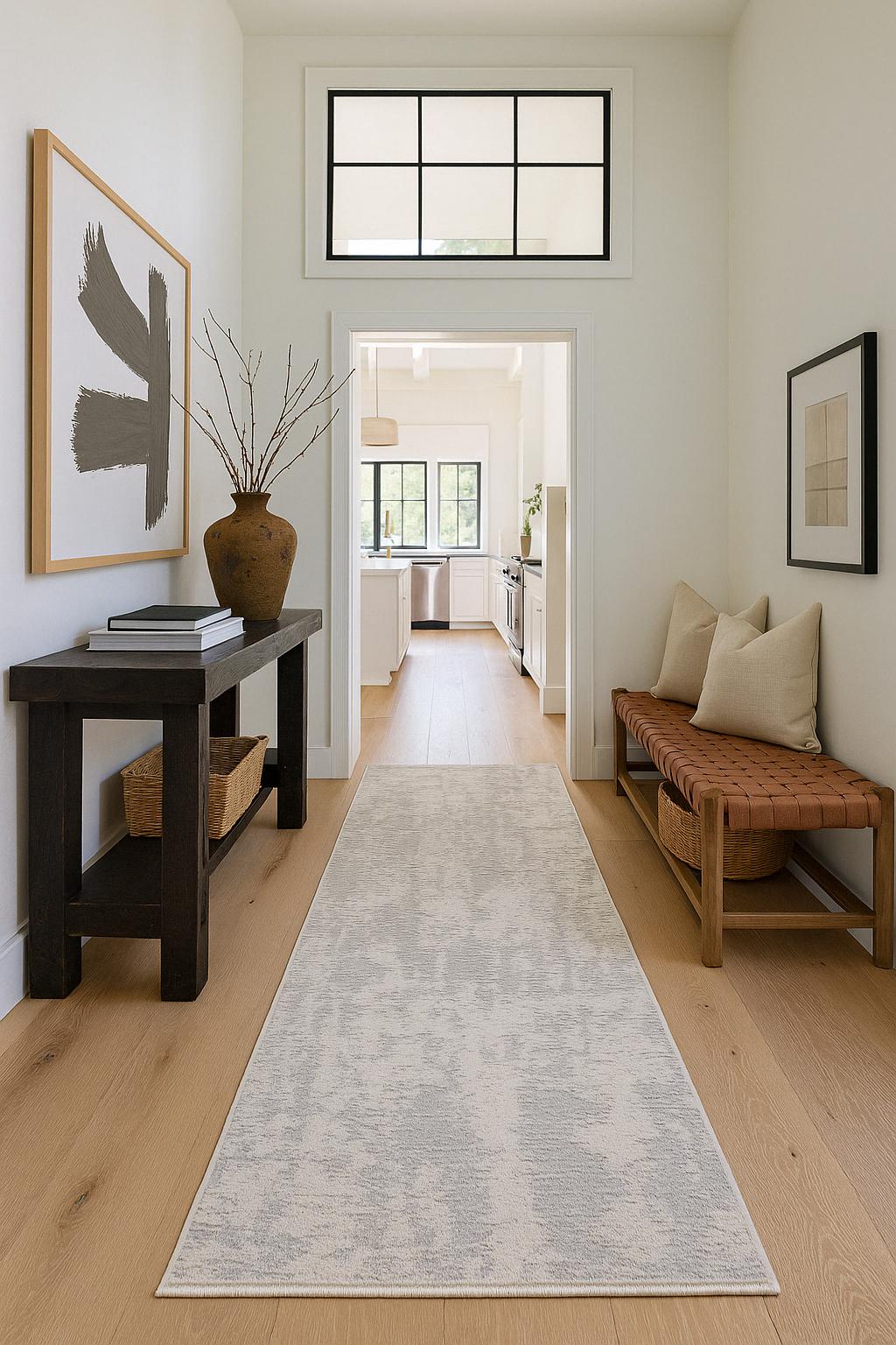 14' Gray And Ivory Abstract Runner Rug Homeroots Home Decor