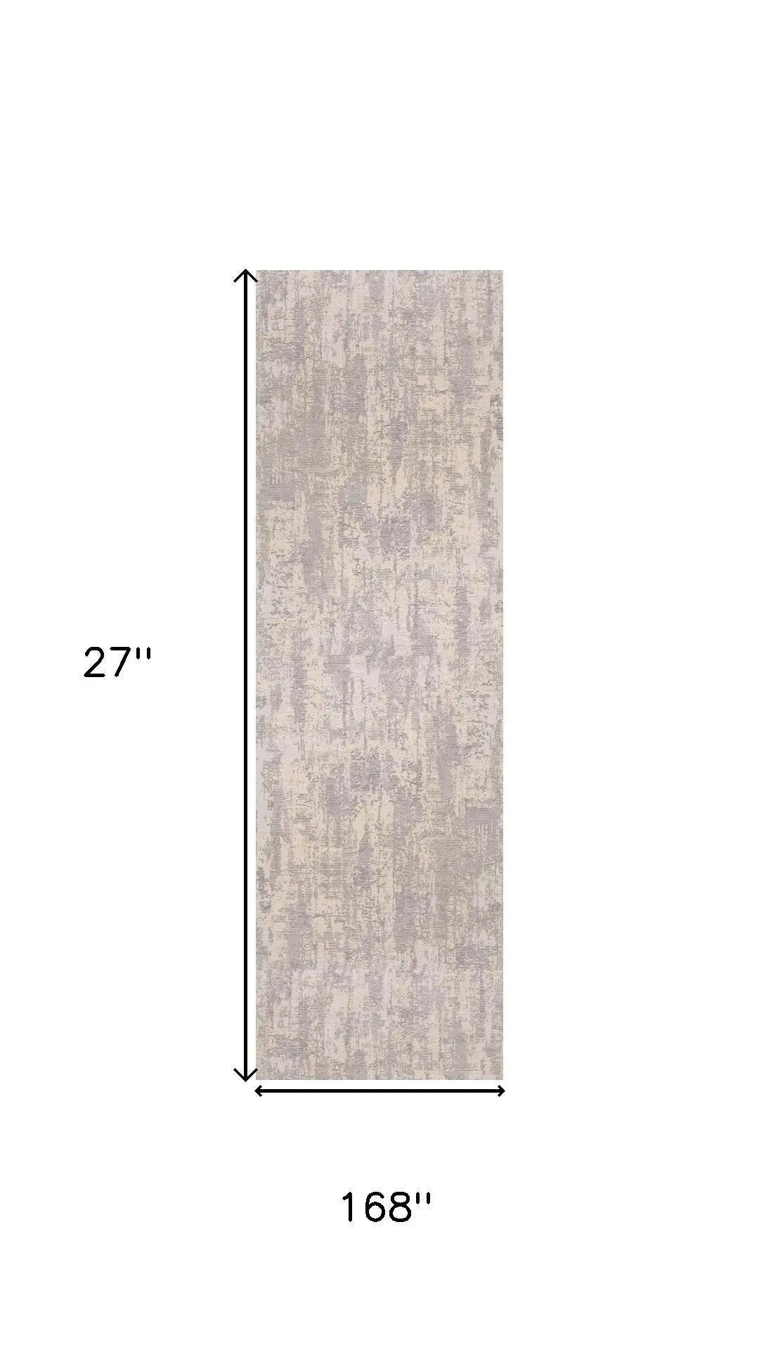 14' Gray And Ivory Abstract Runner Rug Homeroots Home Decor