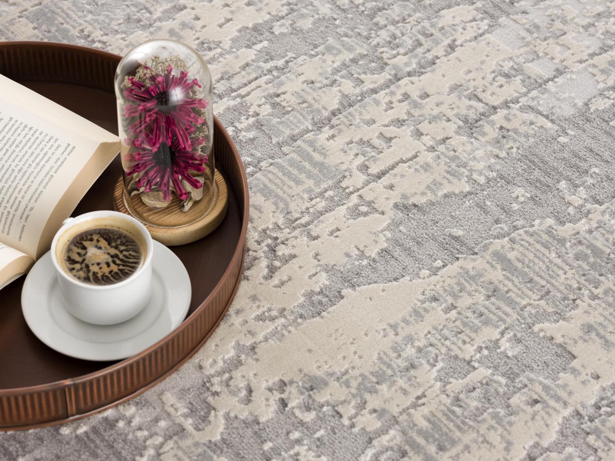 14' Gray And Ivory Abstract Runner Rug Homeroots Home Decor