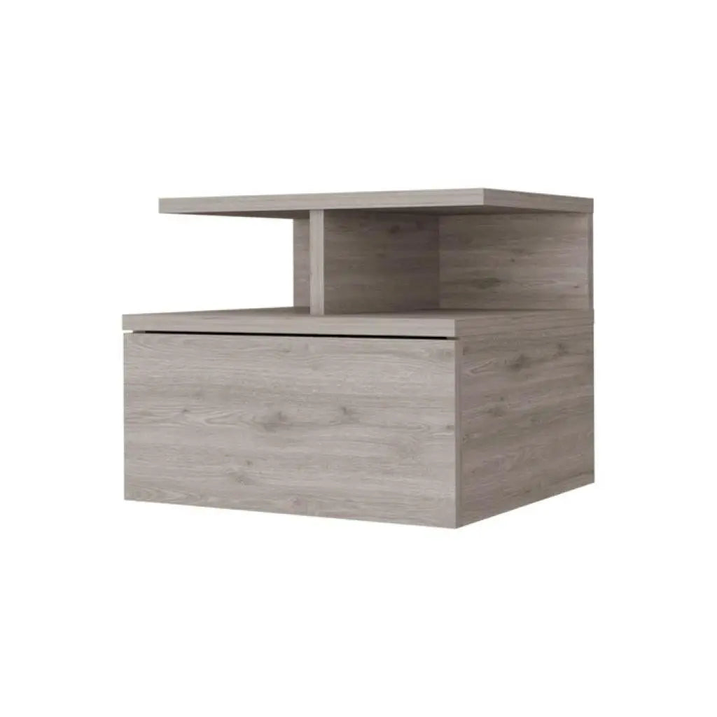 14" Light Gray Wood One Drawer Floating Nightstand Homeroots