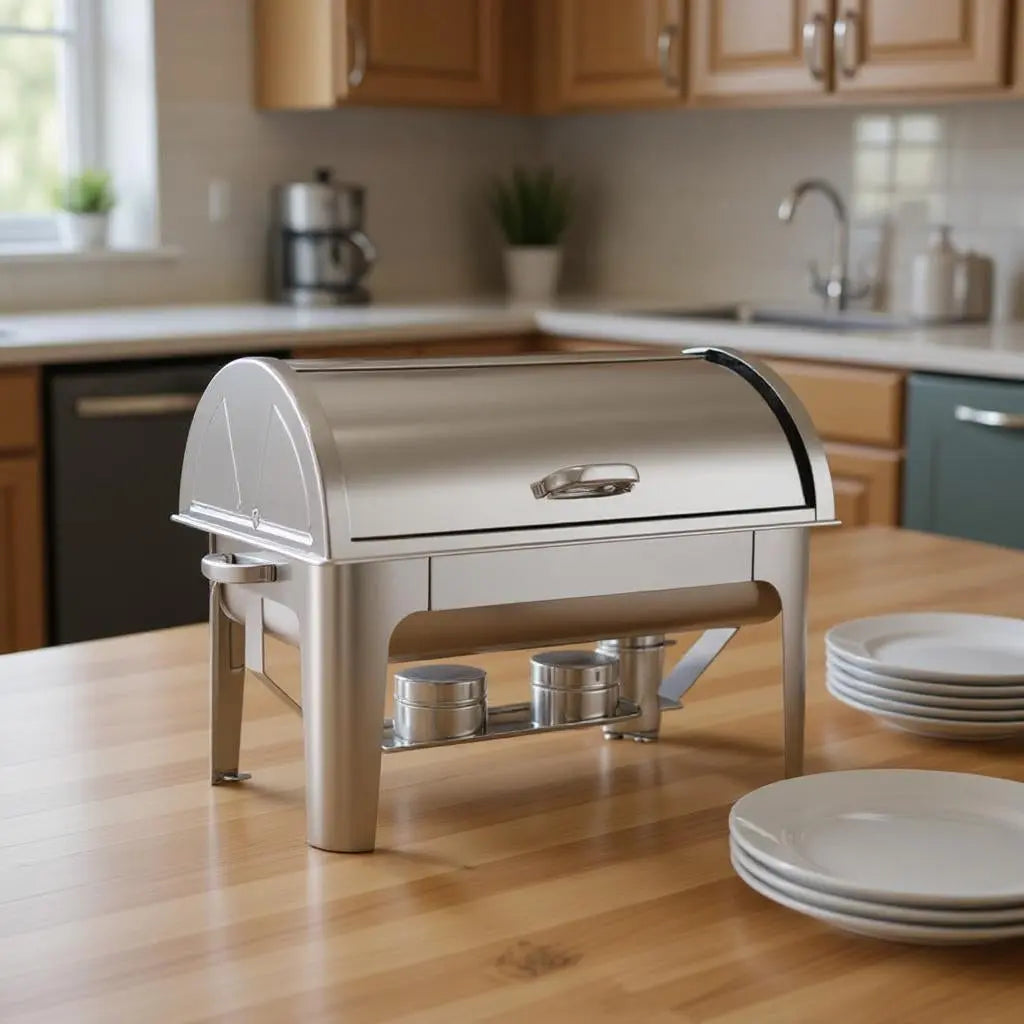 14" Silver Stainless Steel Chafing Dish With Stand Homeroots Kitchen & Dining
