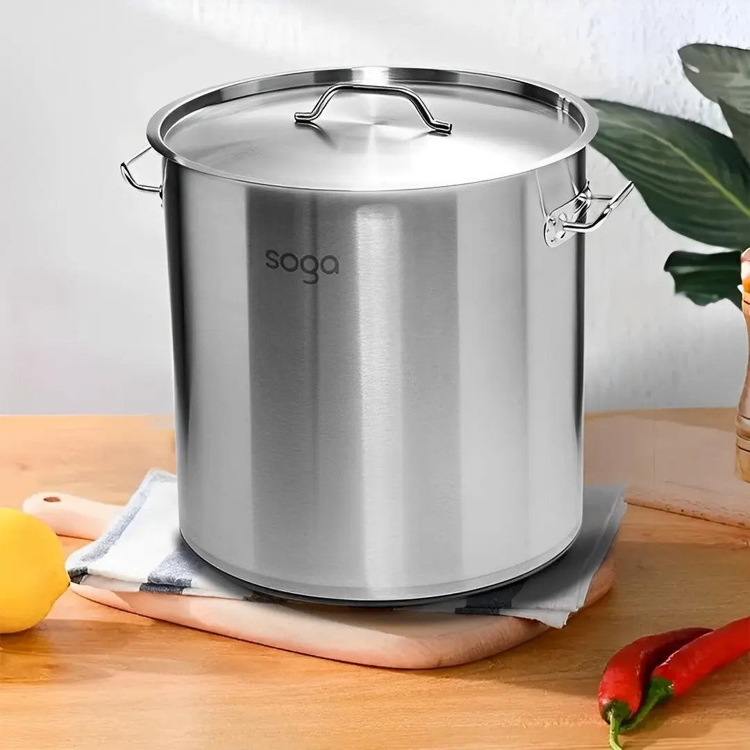 14" Silver Stainless Steel Stock Pot Homeroots Kitchen & Dining