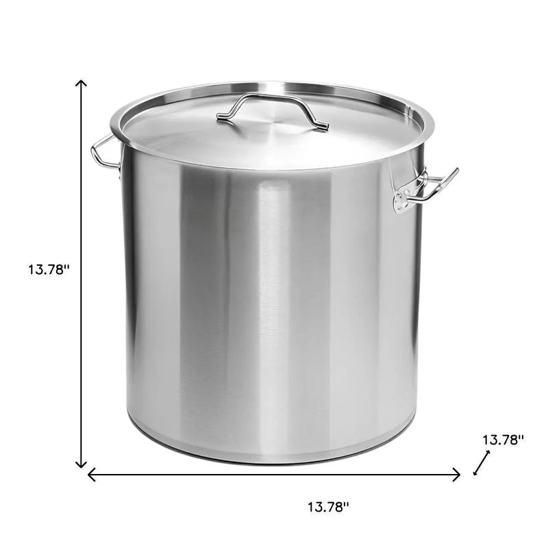 14" Silver Stainless Steel Stock Pot Homeroots Kitchen & Dining