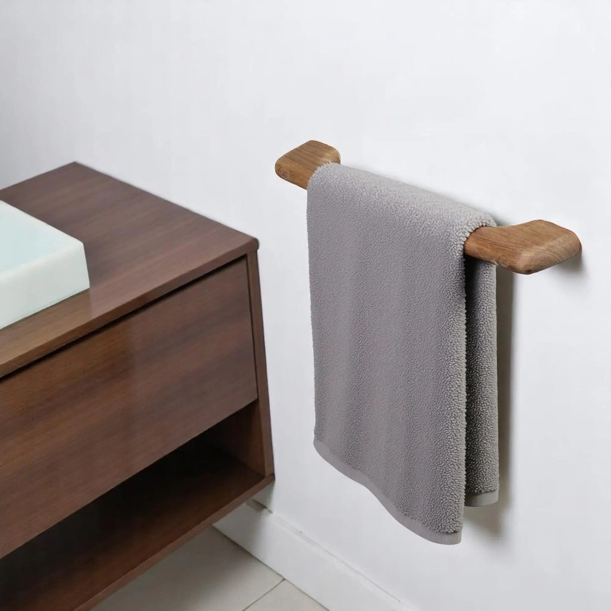 14" Traditional Solid Teak Towel Bar Homeroots Bed & Bath