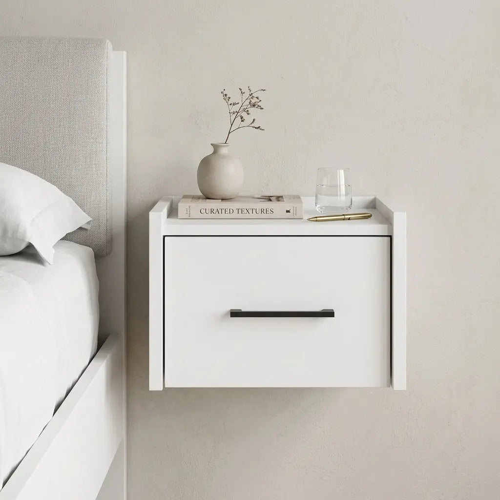 14" White Wood Nightstand Homeroots Bed & Bath