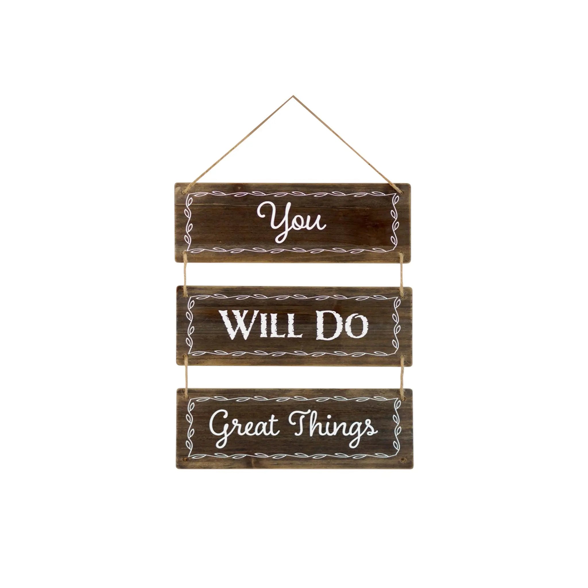 14" X 12" Brown And White Inspirational Text Wood Wall Decor - GreatEagleInc
