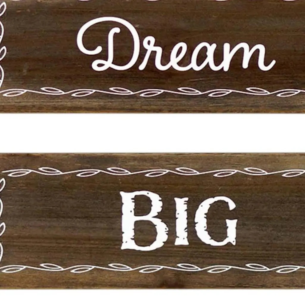 14" X 12" Brown And White Inspirational Text Wood Wall Decor - GreatEagleInc