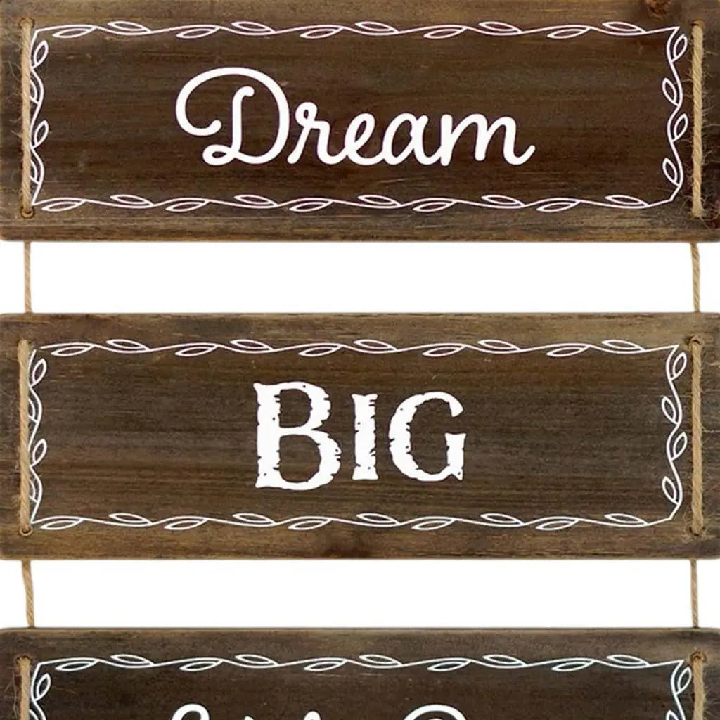 14" X 12" Brown And White Inspirational Text Wood Wall Decor - GreatEagleInc