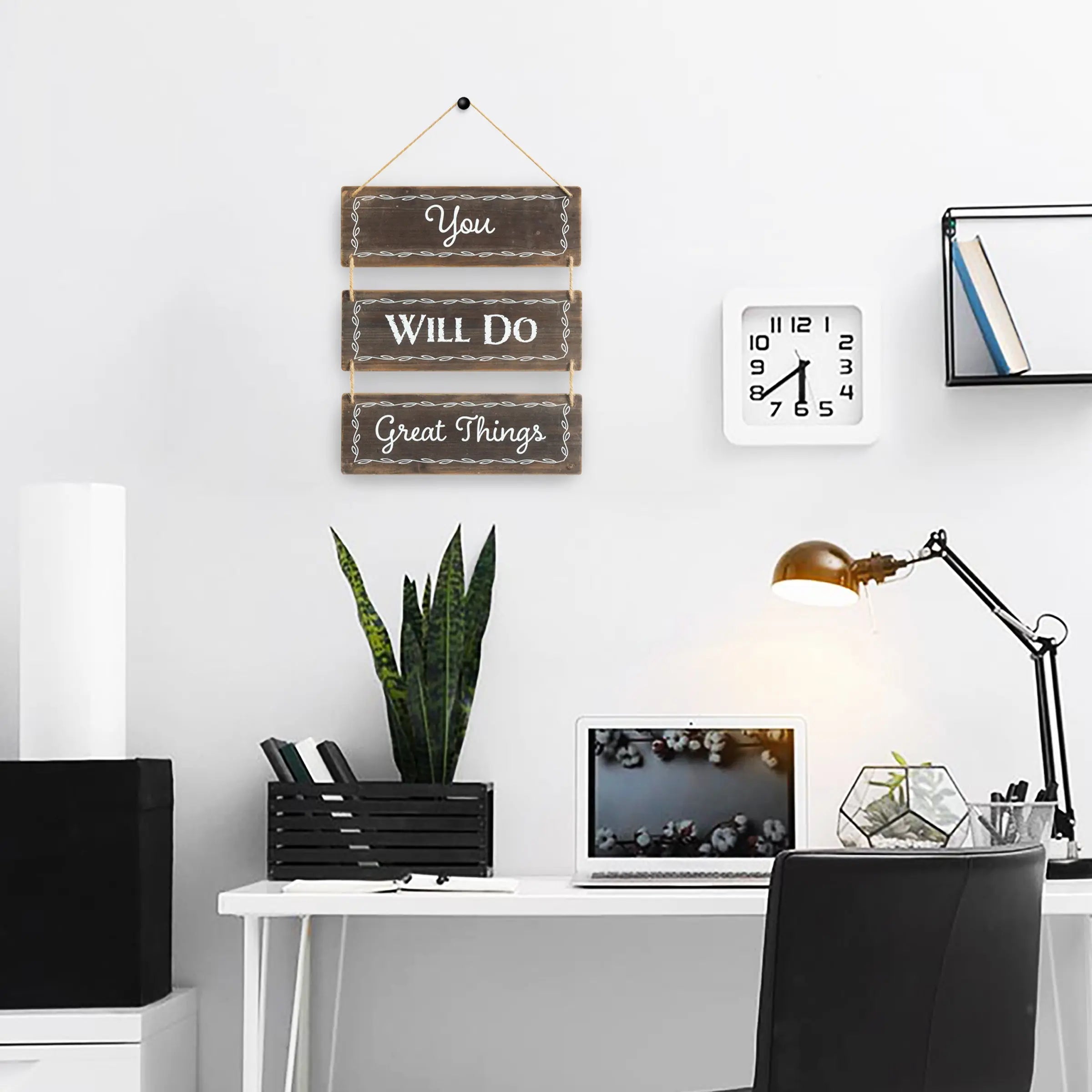 14" X 12" Brown And White Inspirational Text Wood Wall Decor - GreatEagleInc