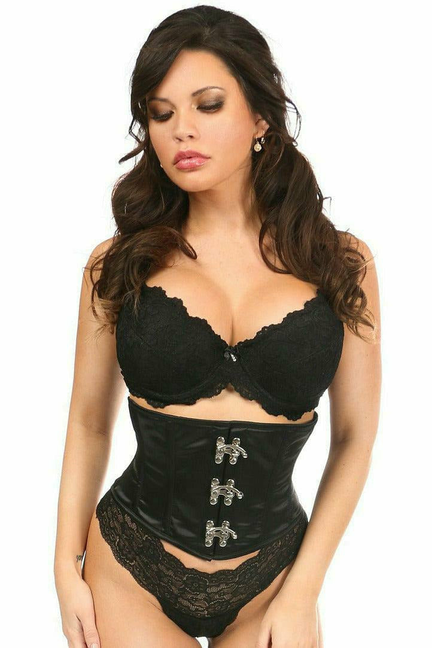 Top Drawer Satin Steel Boned Mini Cincher with Clasps Daisy Corsets