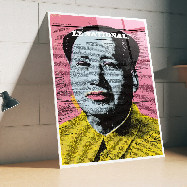 Mao Zedong Newspaper Glass Wall Art Monique Store