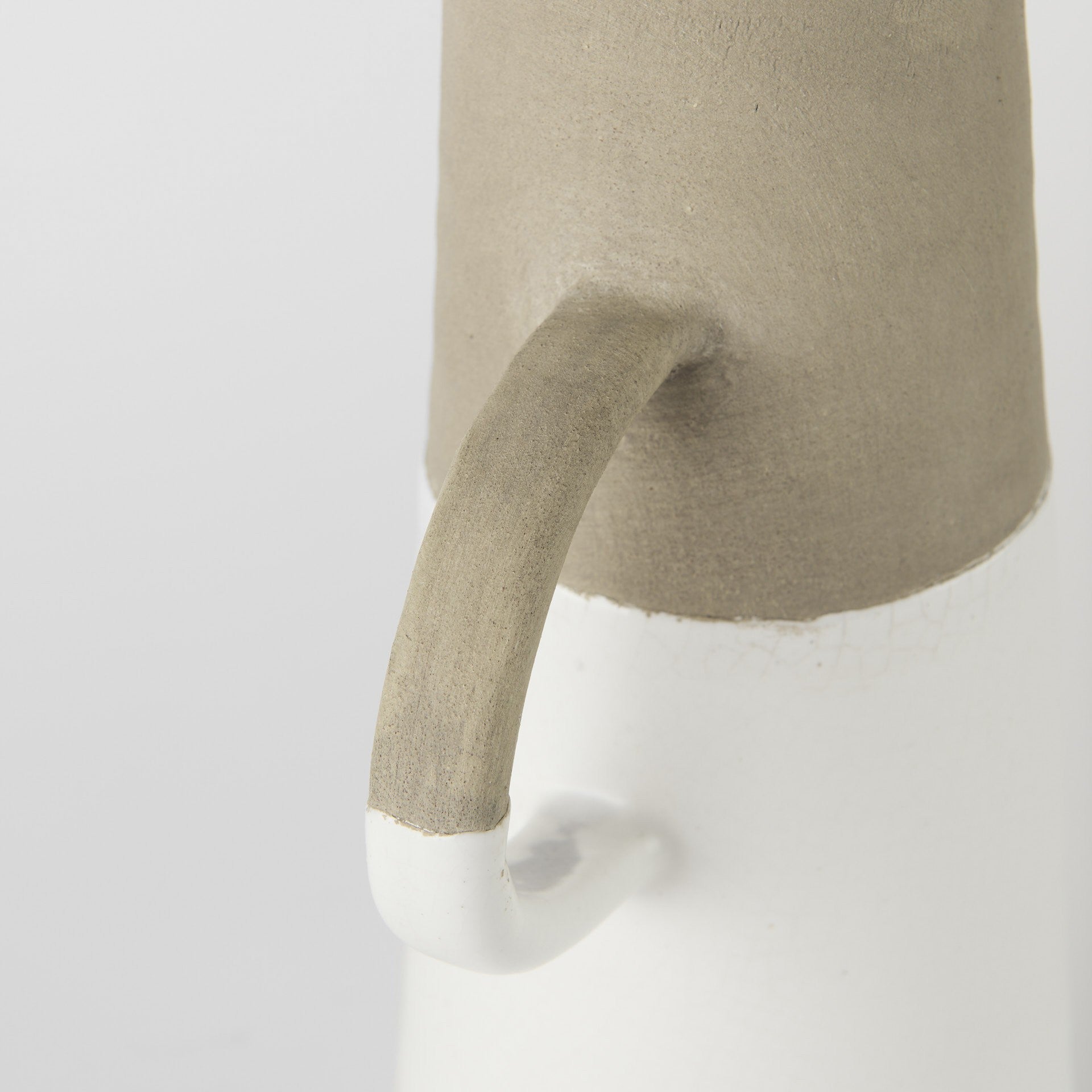 17" White and Natural Ceramic Decorative Jug Tabletop Sculpture - GreatEagleInc