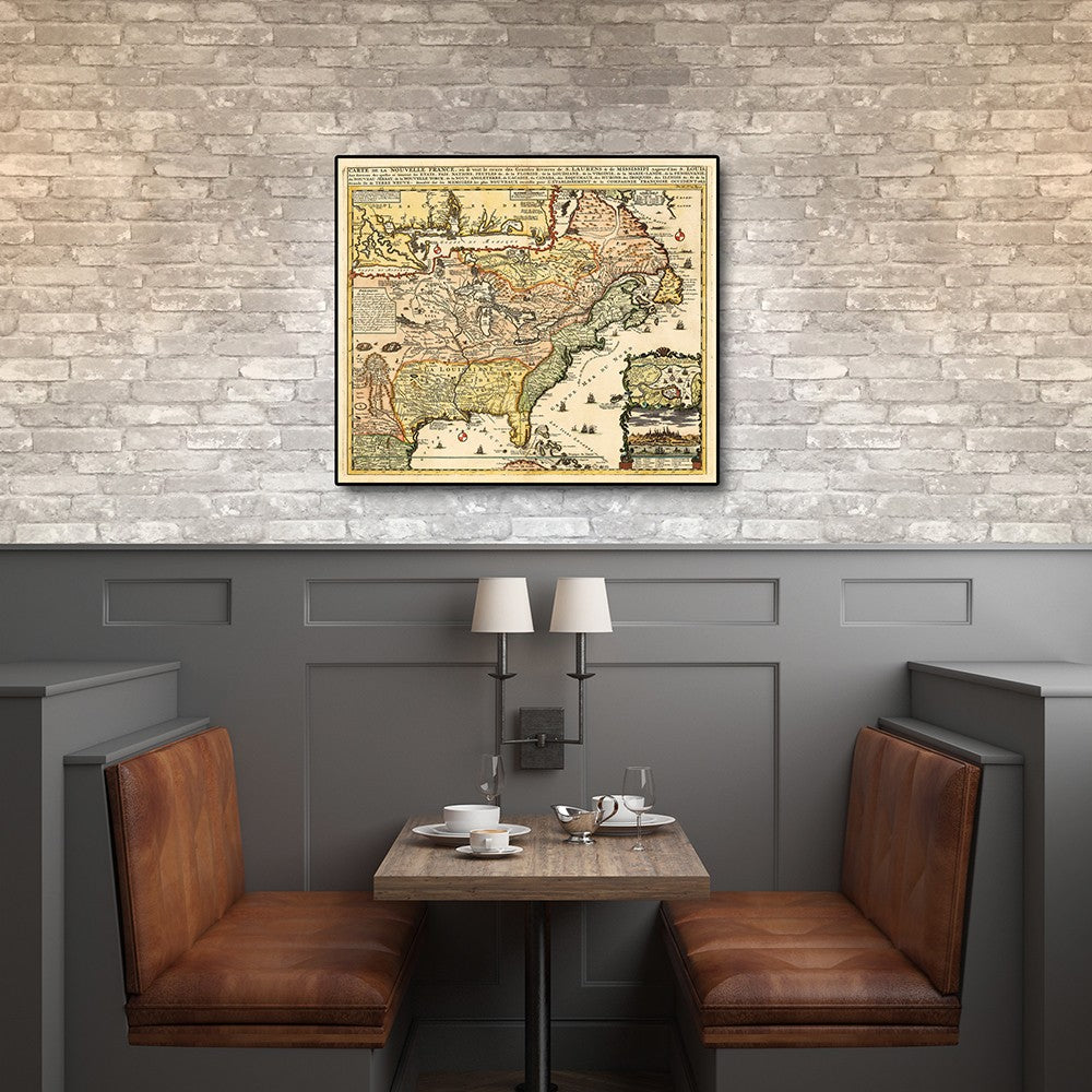 20" X 24" Vintage 1718 Map Of New France - GreatEagleInc