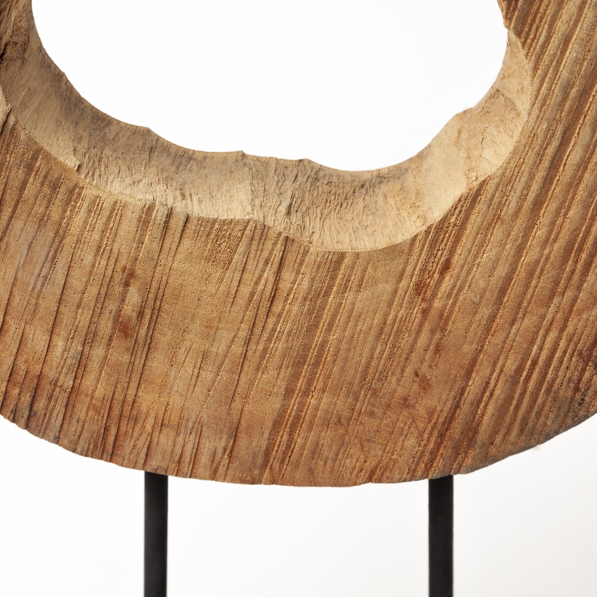 19" Brown and Black Wood Log Cross Section Tabletop Sculpture - GreatEagleInc