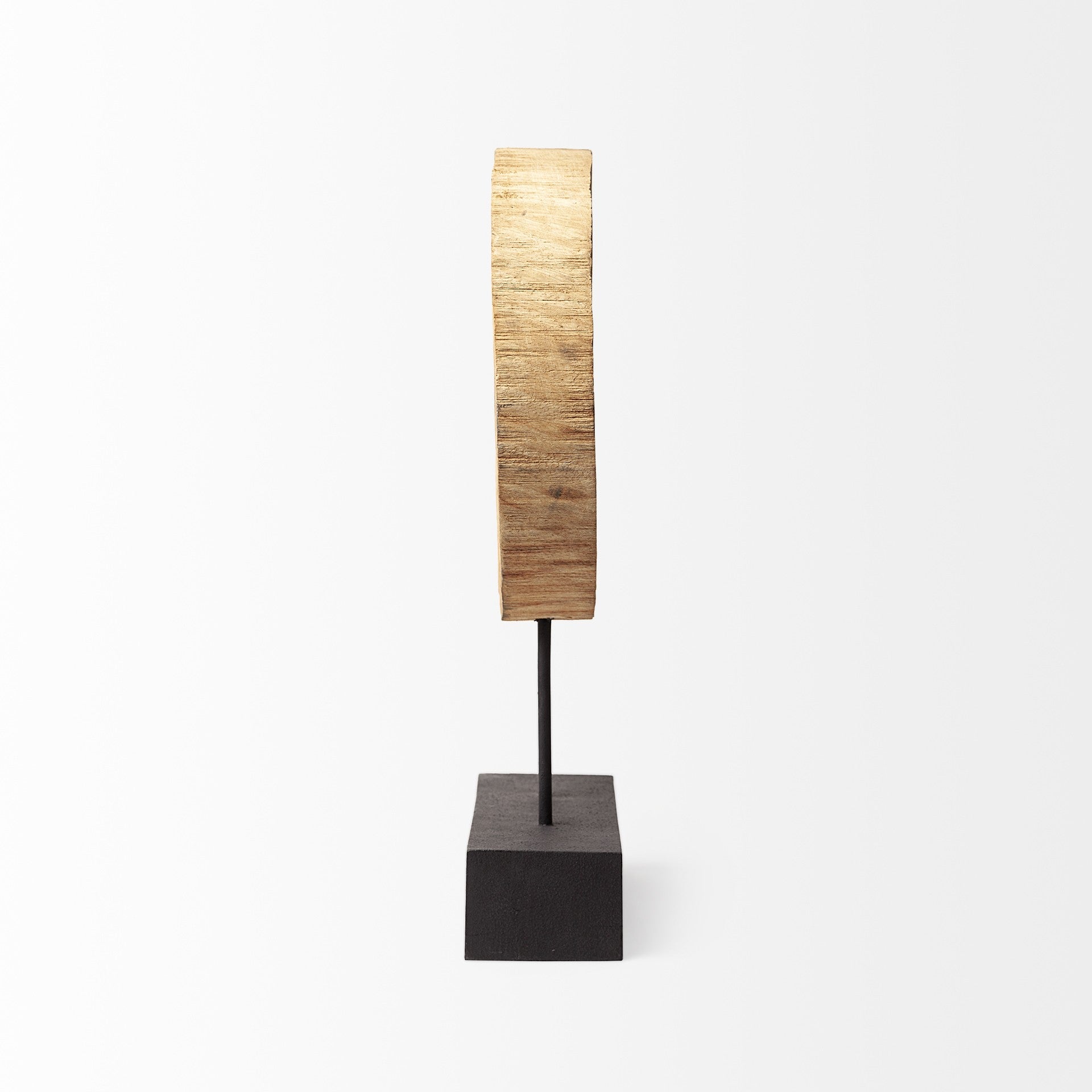 19" Brown and Black Wood Log Cross Section Tabletop Sculpture - GreatEagleInc