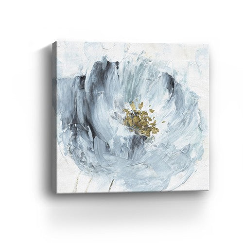 20" x 20" Watercolor Abstract Gray Blue Flower Canvas Wall Art - GreatEagleInc