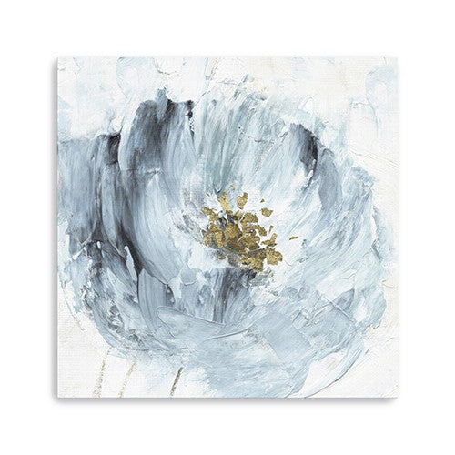 20" x 20" Watercolor Abstract Gray Blue Flower Canvas Wall Art - GreatEagleInc