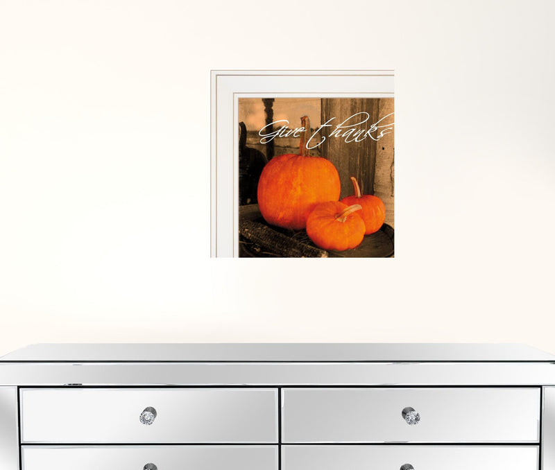 Give Thanks 1 White Framed Print Wall Art - GreatEagleInc