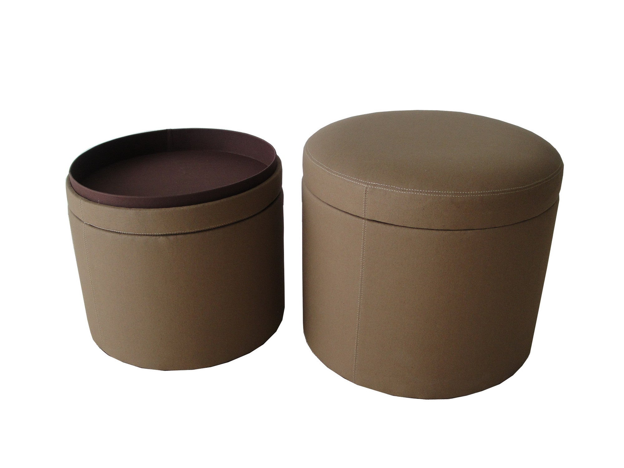 1" Tan Faux Leather Round Storage - GreatEagleInc
