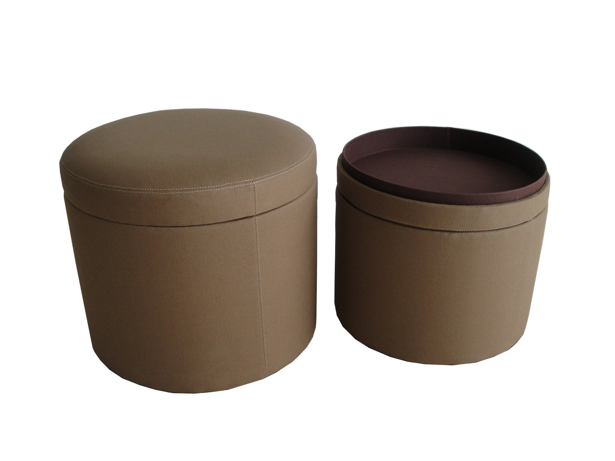 1" Tan Faux Leather Round Storage - GreatEagleInc