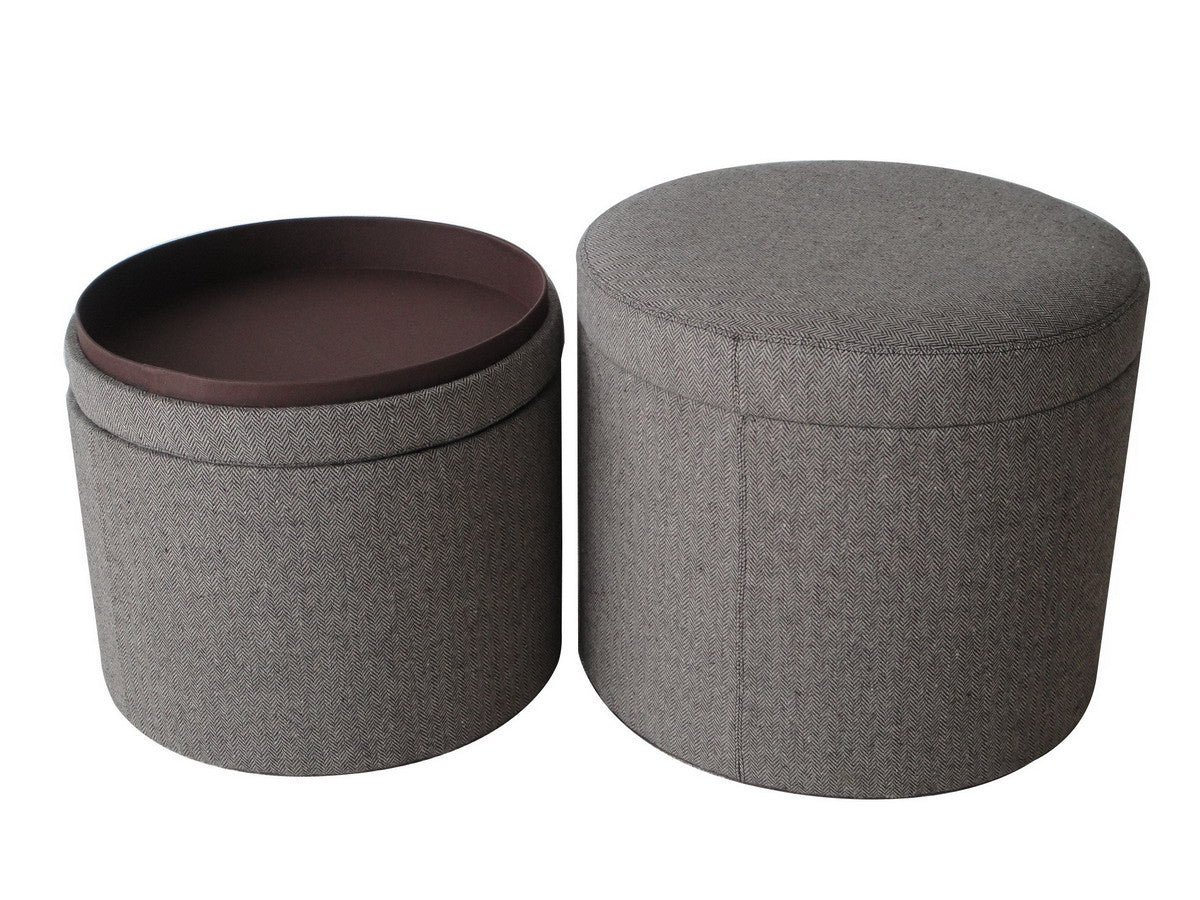 1" Gray Faux Leather Round Storage - GreatEagleInc