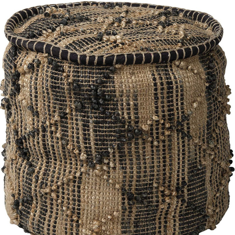 20" Jute Cylinder Geometric Pouf Ottoman - GreatEagleInc