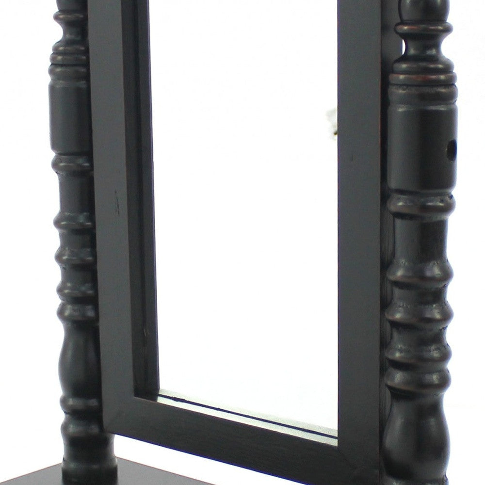 20" Black Wood Framed Freestanding Makeup Shaving Tabletop Mirror - GreatEagleInc
