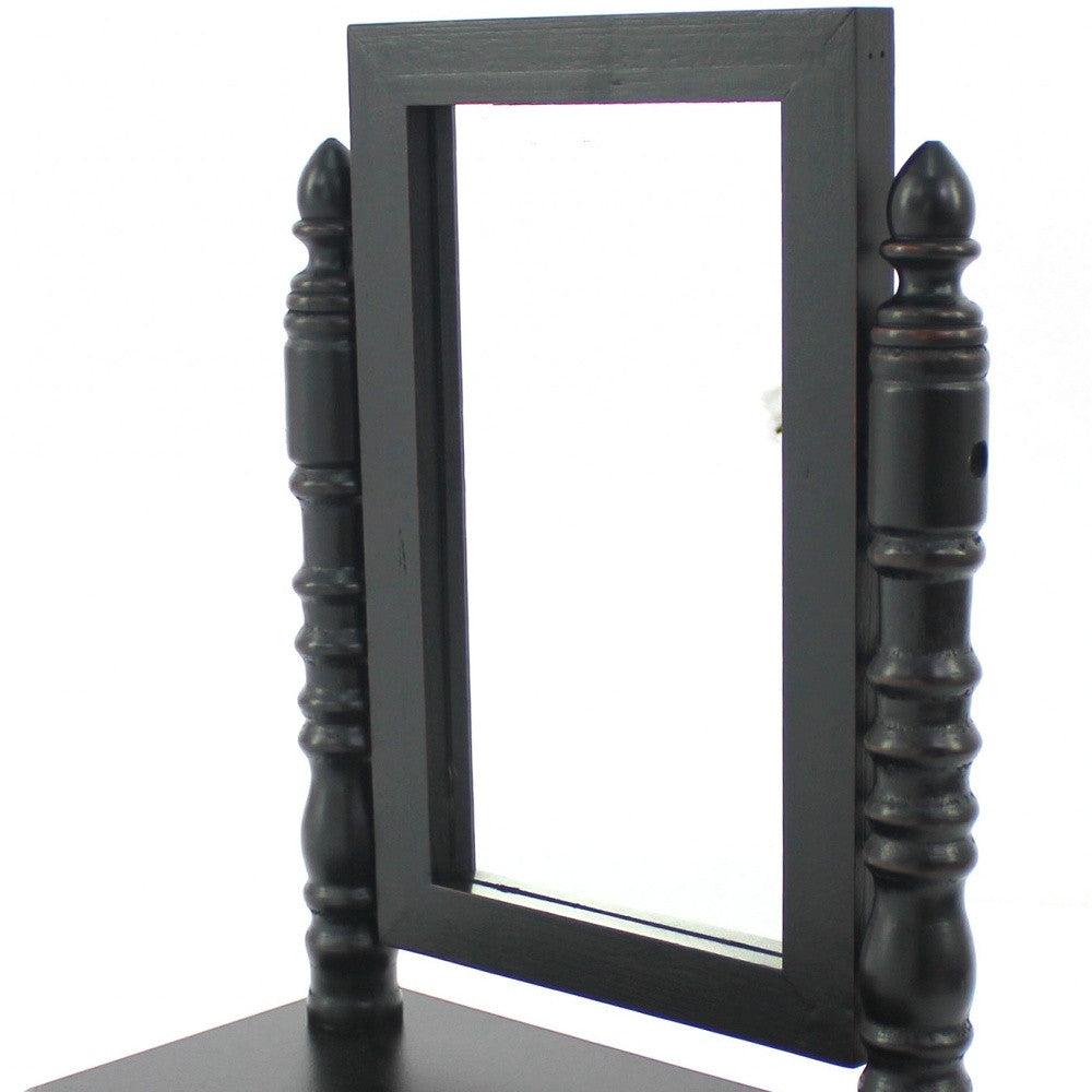 20" Black Wood Framed Freestanding Makeup Shaving Tabletop Mirror - GreatEagleInc